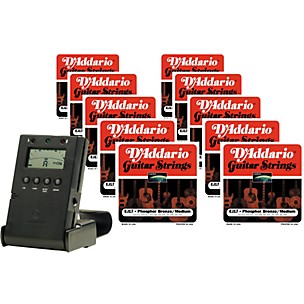 D'Addario 10 Sets EJ17 Phosphor Bronze Acoustic Guitar Strings with Free Chromatic Tuner