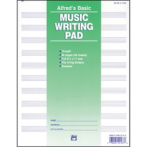 Alfred 10 Stave Music Writing Pad (8 1/2" x 11")