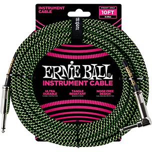 Ernie Ball 10' Straight to Angle Braided Instrument Cable