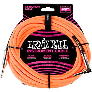 Ernie Ball 10' Straight to Angle Braided Instrument Cable
