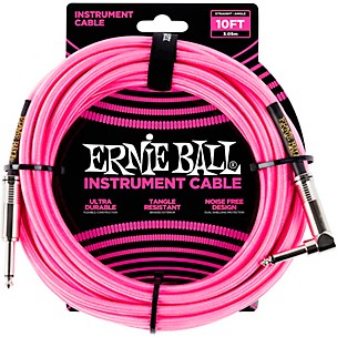 Ernie Ball 10' Straight to Angle Braided Instrument Cable