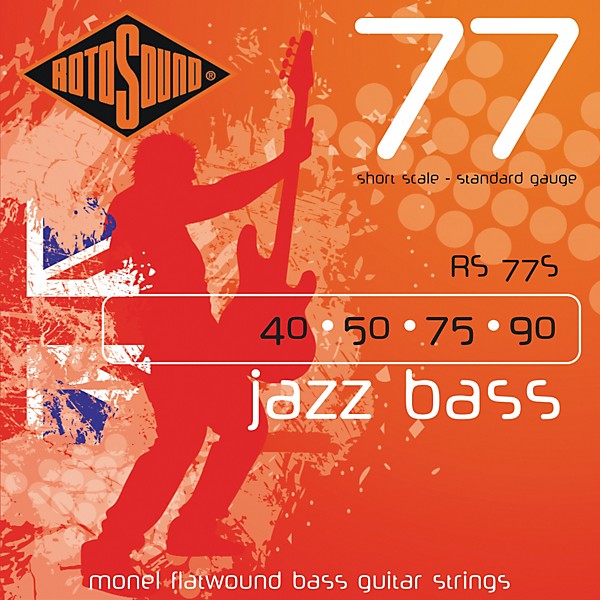40 50 75 90 Rotosound RS77S Monel Flatwound Short-Scale Bass Guitar Strings 
