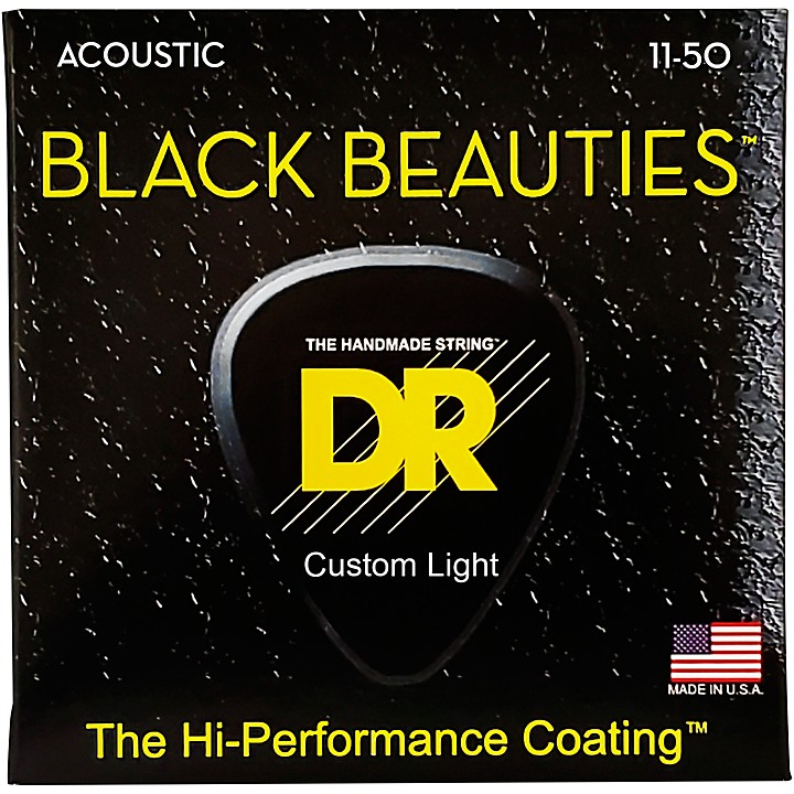 DR Strings Black Beauties Light Acoustic Guitar Strings Music Arts