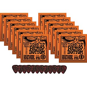 Ernie Ball 12 Sets 2215 Nickel Light Top/Heavy Bottom Slinky Strings with Picks