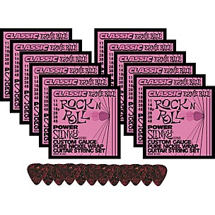 Ernie Ball 12 Sets 2250 Classic Power Slinky Strings with Picks