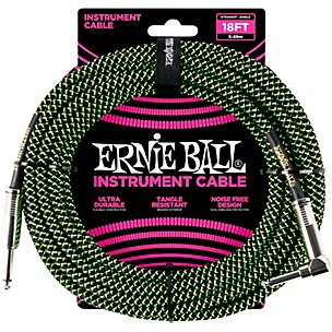 Ernie Ball 18' Straight to Angle Braided Instrument Cable