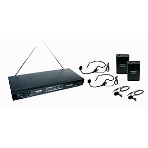 Gem Sound 2 Channel VHF Wireless System w/2 Headset/ 2 Lapel Mics