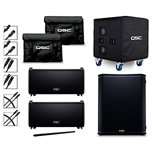 QSC (2) LA108 Pole Mounted Active Line Array Speaker Package With KS118 Subwoofer