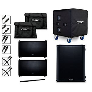 QSC (2) LA112 Pole Mounted Active Line Array Speaker Package With KS118 Subwoofer