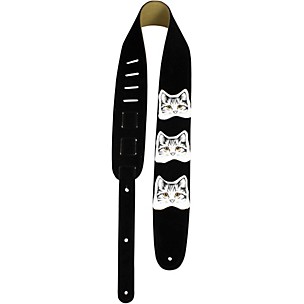 Perri's 2.5" Black Suede Guitar Strap - Cats