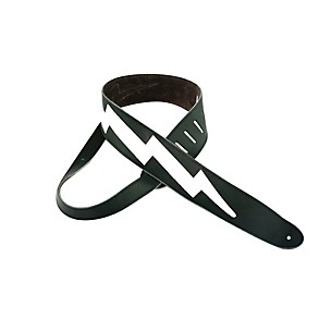 Perri's 2.5" Italian Leather Guitar Strap With Lightning Bolt