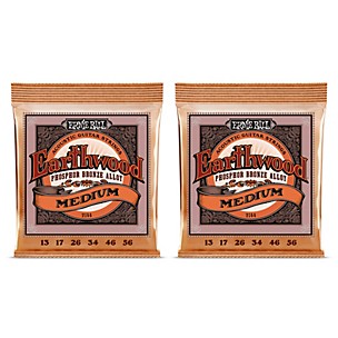 Ernie Ball 2144 Earthwood Phosphor Bronze Medium Acoustic Guitar Strings 2-Pack