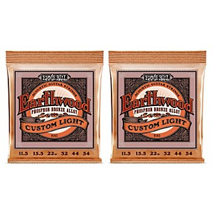 Ernie Ball 2145 Earthwood Phosphor Bronze Custom Light Acoustic Strings 2-Pack