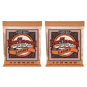 Ernie Ball 2148 Earthwood Phosphor Bronze Light Acoustic Guitar Strings 2-Pack