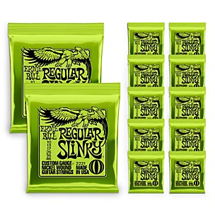 Ernie Ball 2221 Nickel Regular Slinky Lime Electric Guitar Strings - Buy 10, Get 2 Free