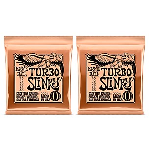 Ernie Ball 2224 Turbo Slinky Nickel Wound Electric Guitar Strings 2-Pack