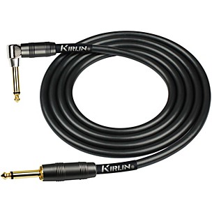 KIRLIN 22AWG Instrument Cable, Carbon Black, 1/4" Straight to Right Angle