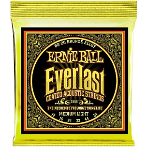 Ernie Ball 2556 Everlast 80/20 Bronze Acoustic Guitar Strings - Medium Light (12-54)