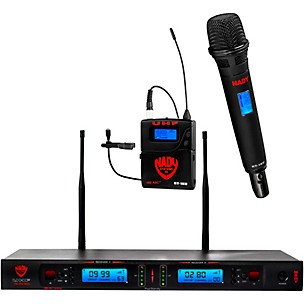 Nady 2W-1KU-HT-LT Dual Combo True Diversity 1000-Channel Professional UHF Wireless Handheld & Lapel Microphone System
