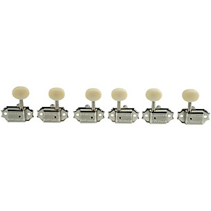 Kluson 3 Per Side Deluxe Series Oval White Plastic Double Line Logo Tuning Machines