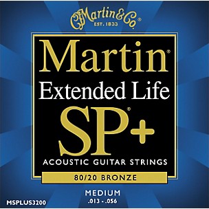 Martin 3200 Coated SP Plus 80/20 Bronze Medium Acoustic Guitar Strings