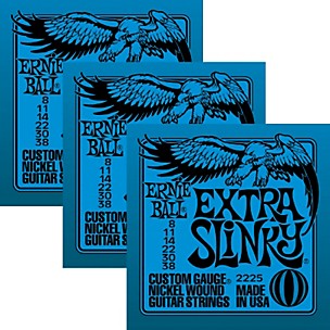 Ernie Ball 3225 Nickel Extra Slinky Electric Guitar Strings 3-Pack