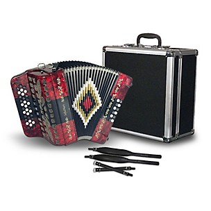 SofiaMari 34-Button Diatonic Accordion - Red & Black Tri-Color,