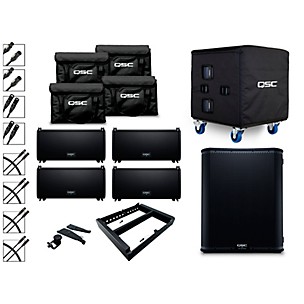 QSC (4) LA108 Ground Stack Active Line Array Speaker Package With KS118 Subwoofer