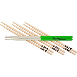 Zildjian 4 for 3 Super 7AW and S7A Maple Green Dip Drumsticks