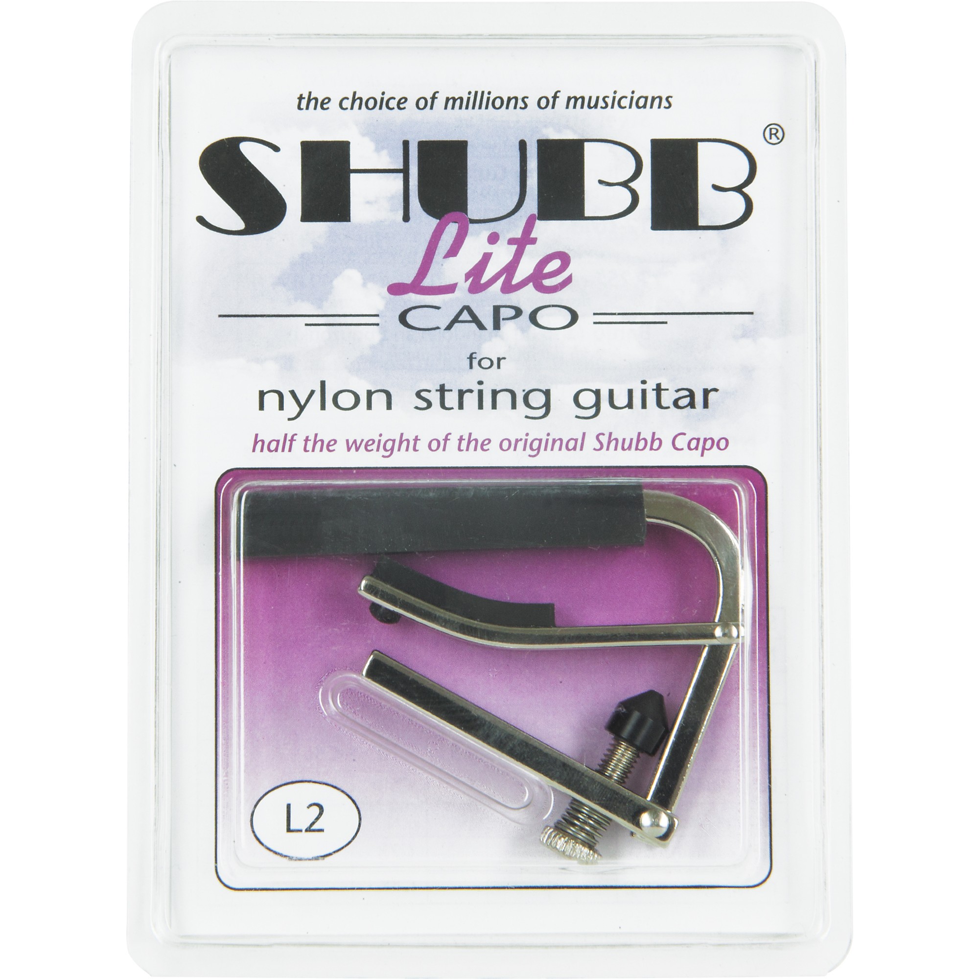 Shubb L1 Lite Series Guitar Capo - Anodized Silver For Acoustic Steel String Guitars
