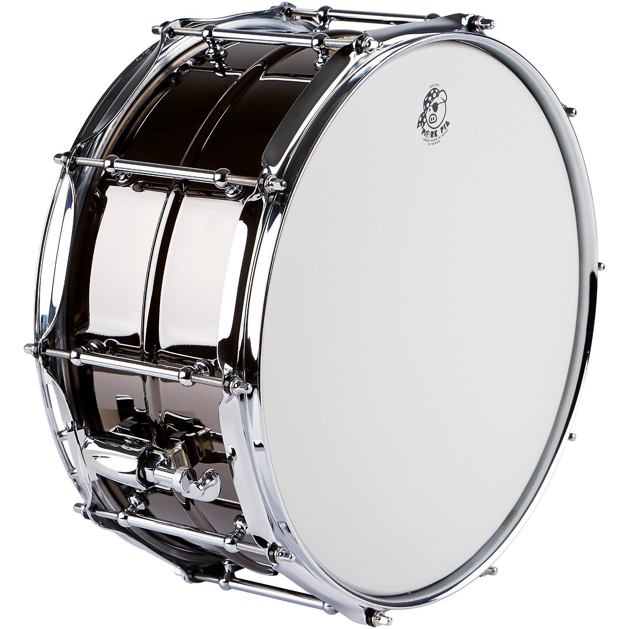 Pork Pie Big Black Brass Snare Drum With Tube Lugs and Chrome