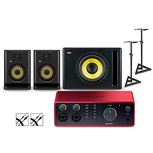 Focusrite 4i4 Gen4 with KRK ROKIT G5 Studio Monitor Pair & S10 Subwoofer (Stands & Cables Included)