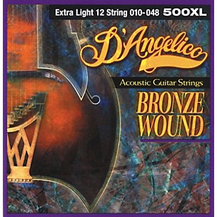 D'Angelico 500XL Bronze Wound Extra Light 12-String Acoustic Guitar Strings