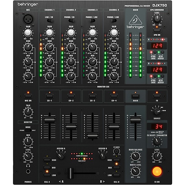 Behringer Djx750 5 Channel Pro Dj Mixer Music Arts