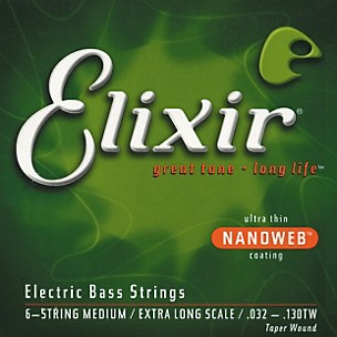 Elixir 6 String Bass Medium Extra Long Scale with Nanoweb Strings