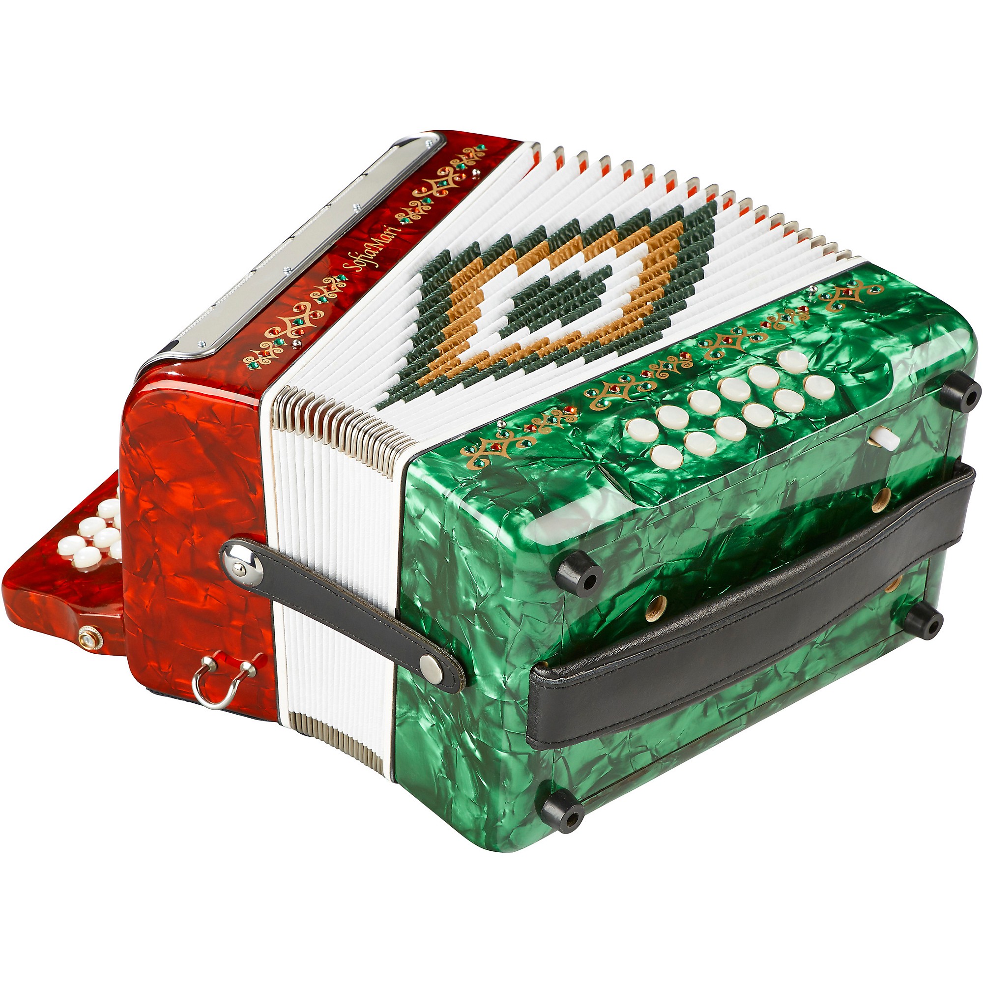 Sofiamari SM-3112 31-Button 12 Bass Accordion GCF Red and Green