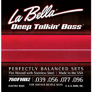 LaBella 760FHB2 Deep Talkin' Bass Flat Wound Light Strings for Hofner Beatke Bass - (39-96)