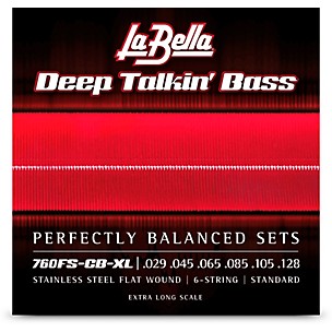 LaBella 760FS-CB-XL Deep Talkin' Bass Stainless Steel Flat Wound 6-String Bass Strings - Standard, Extra Scale