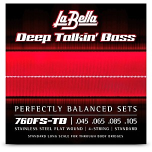 LaBella 760FS-TB Deep Talkin' Bass Stainless Steel Flat Wound 4-String Bass Strings for Through-Body Bridges