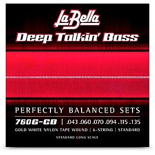 LaBella 760G-CB Deep Talkin Bass Gold White Nylon Tape Wound 6-String Bass Strings - Standard