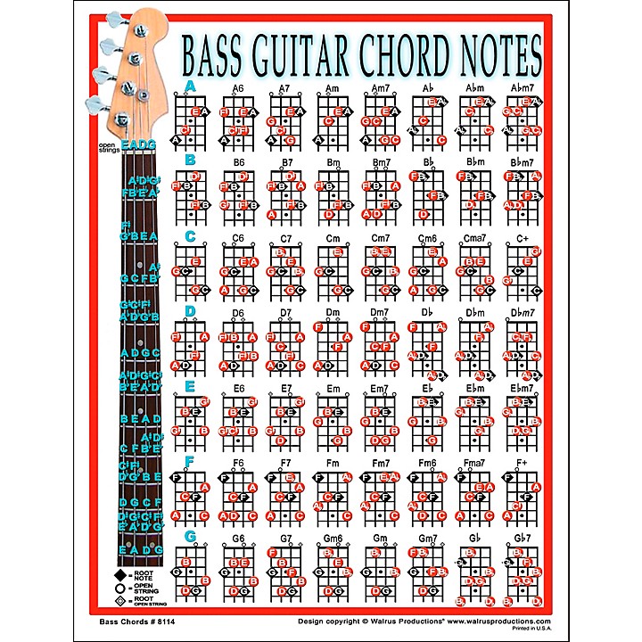 Walrus Productions Bass Chord Note Mini Chart | Music & Arts