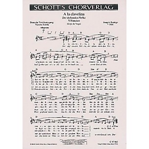 Schott A La Clavelina Composed by Joaquín Rodrigo