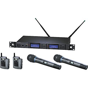 Audio-Technica AEW-5415 Artist Elite Dual Receiver Wireless System with Two Cardioid Condenser Mics and Two UniPak Transmitters