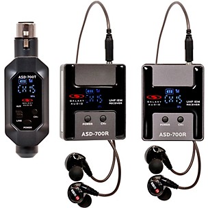 Galaxy Audio ASD-700-2 Digital 15 Channel UHF Plug & Play Wireless In-Ear Monitor Twin Pack System with EB5 Earbuds