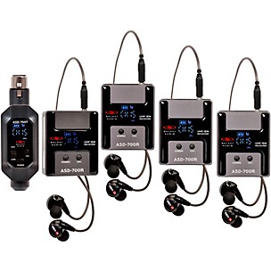 Galaxy Audio ASD-700-4 Digital 15 Channel UHF Plug & Play Wireless In-Ear Monitor Band Pack System with EB5 Earbuds