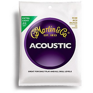 Martin AUTOQAR1 M180 12-String 80/20 Bronze Extra Light Acoustic Guitar Strings update 121418