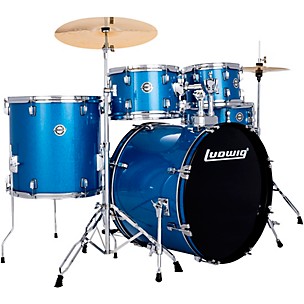 Ludwig Accent 5-Piece Drum Kit With 22" Bass Drum, Hardware and Cymbals