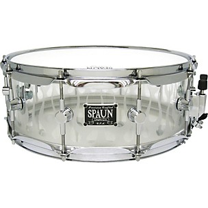 Spaun Acrylic Clear Snare Drum with Sandblasted Flames and Chrome Hardware