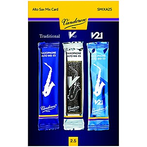 Vandoren Alto Saxophone Mix Card; Includes 1 each Traditional, V12 and V21