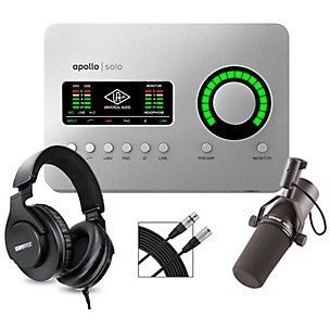 Universal Audio Apollo Solo USB Heritage Edition Interface With Shure SM7B, SRH 440 and Mic Cable